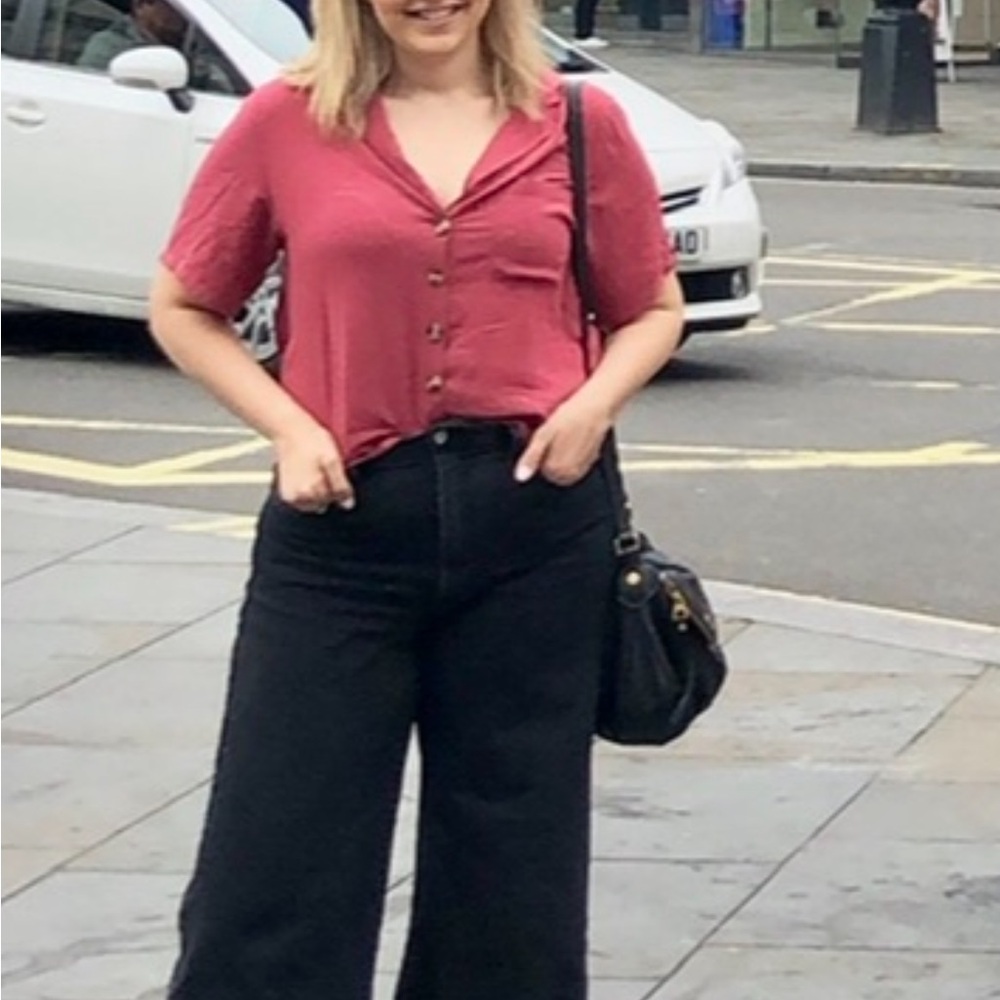 Elegant Pink Button-Up Blouse
